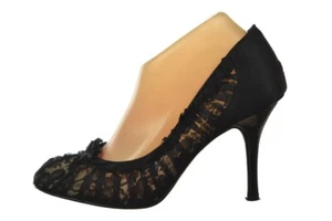 Zapatos de tacón clásicos de encaje floral Beverly Feldman para mujer talla 9 negros beige - Imagen 1 de 6