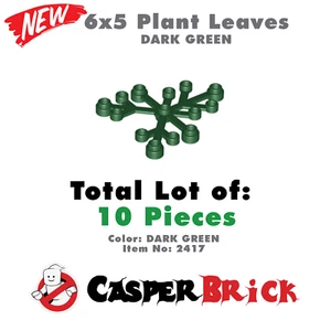 *NEW 10x Genuine LEGO 6 x 5 Plant Leaves Dark Green - Part 2417 *US Seller - Picture 1 of 3