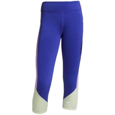 Nike Youth Girls LimeIce/PurplePulse/White Dri-Fit One Hi-Rise Capri Leggings - Image 1 of 3