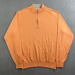 Peter Millar Crown weicher Pullover Herren groß orange Pfirsich Seide 1/4 Reißverschluss Pullover - Bild 1 von 11