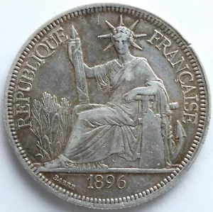 INDOCHINE PIASTRE DE COMMERCE 1896 A - Imagen 1 de 2