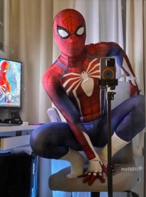 The Amazing Spiderman Mono Ajustado Cosplay Disfraz Traje Máscara Desprendida Foto 1 de 4