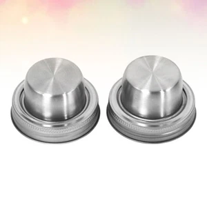 2 Pcs Cocktail Shaker Lid Stainless Steel Mason Jar Lids for Jars - Imagen 1 de 11