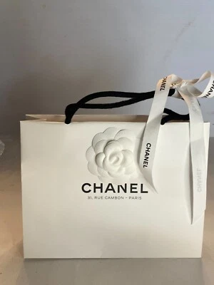 CHANEL Small Shopping Tote Bag Classic White with 3D White Camellia Flower 6.75" - Image 1 of 4