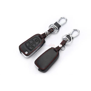 3 Button Black Leather Remote Key Fob Bag Cover Case Fit OPEL VAUXHALL Vectra - Picture 1 of 7