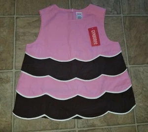 New Gymboree sz 8 Tea For Two Scalloped Tank Top tiered pink brown white 4719 - Picture 1 of 3