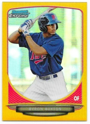 2013 Bowman Chrome Byron Buxton 34/50 Rookie Mini Gold Refractor #1 - Image 1 of 2