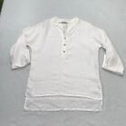 Viola Borghi Linen Shirt Womens Small White Lace Coastal Preppy Italy Made