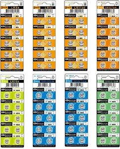 Watch Batteries 80PCS - AG0, AG1, AG3, AG4, AG5, AG7, AG10, AG13, 1.5V Alkali... - Picture 1 of 2