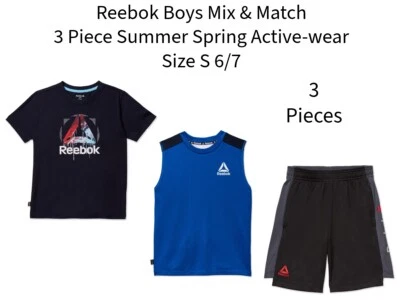 Reebok Boys Mix & Match 3 PieceSummer Spring Active Athletic Wear Size S 6/7 NEW - Image 1 of 4