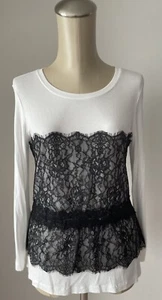 BCBG MAXAZRIA Louise Blanco y Negro Corsé Top Encaje Talla M Correr Talla S - Imagen 1 de 3