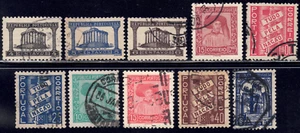 1935-41 Portugal SC# 561-568A - Roman Temple Evora - 10 Different Stamps - Used - Picture 1 of 2