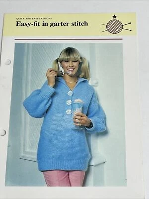 Easy Fit In Garter Stitch Sweater Women's Knitting Pattern - Image 1 of 4