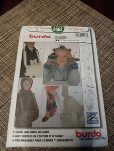 Burda 9963 Girls' Winter Accessories Sizes 4-7 to 12-15 NEW UNCUT Factory-Folded - Picture 1 of 4