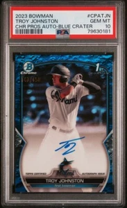Troy Johnston 2023 Bowman Chrome Blue Crater Refractor 1st RC Auto /150 PSA 10 - Picture 1 of 2