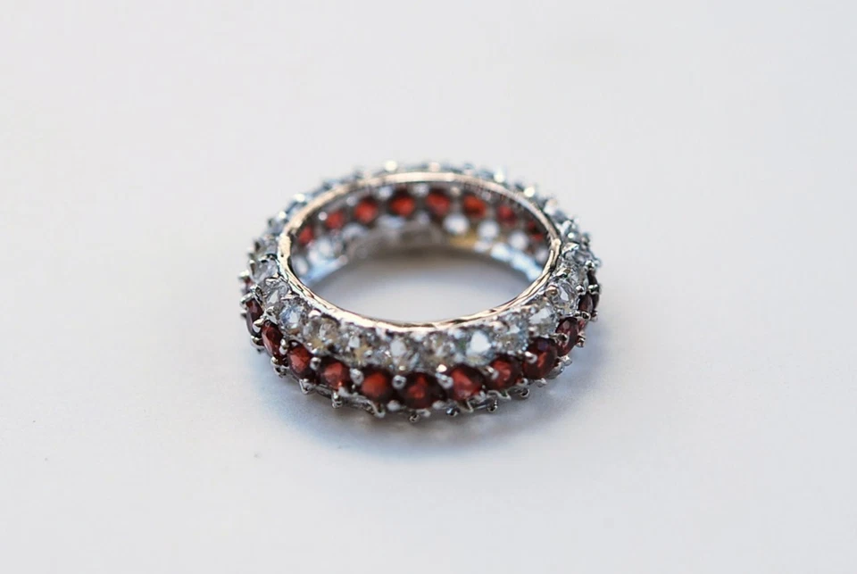 Nuevo anillo de plata de ley .925 granate topacio blanco 10 Foto 1 de 1