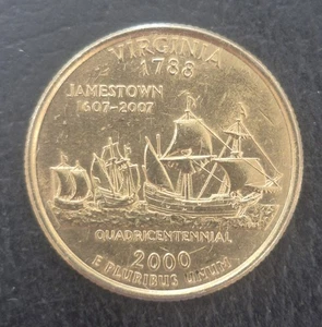 Gold Plated ~ 2000 P ~ Virginia State Quarter - Picture 1 of 2
