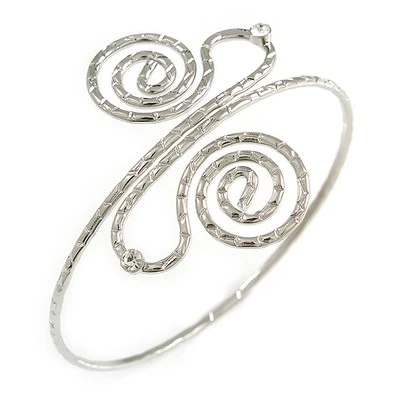 Vintage inspiriert gehämmert Wirbel, Kristall Oberarm, Armkettchen Armband in Silber - Bild 1 von 4