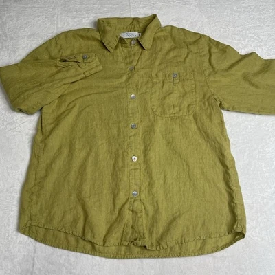Camisa Willow 100% Lino Abotonada Talla M Verde Tono Tierra Fibra Natural Top Foto 1 de 4
