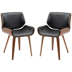 HOMCOM Set 2 Sedie da Pranzo Imbottite Stile Vintage in Legno e Pelle PU Nero - Foto 1 di 10