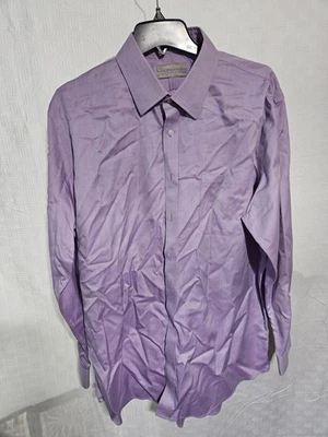 Camisa Tienda Nordstrom Para Hombres 17.5 34/35 Púrpura Sin Hierro Algodón Ajuste Tradicional Foto 1 de 4