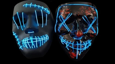 Lpt De 2 Purga Halloween Luz LED Máscara 3 Modos Disfraz Fiesta Halloween Rave  Foto 1 de 4