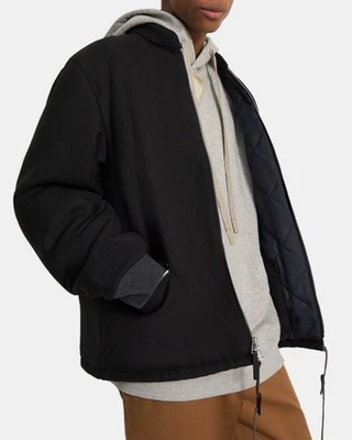 $695 Theory Project L Large Mens Black Bond Wool Luxe Bomber Jacket Coat - Image 1 of 4