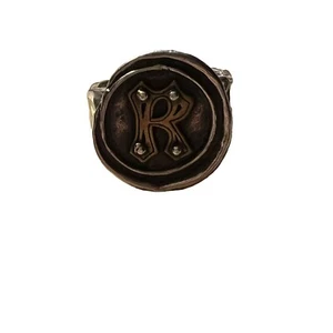 Vintage WP Sterling Silver Initial Ring "R" Hammered Gothic Steampunk 6.25 9.4g - Picture 1 of 5