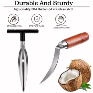 [Kokosnussöffner Werkzeug] Edelstahl Kokosnussöffner Werkzeug Set - Kokos Fleisch Rem - Bild 1 von 11