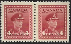 Canada # 254 Pair "KING GEORGE VI WAR ISSUE" Brand New 1942 Issue - Bild 1 von 2