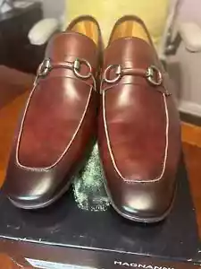 Mocassini autista scarpe Magnanni uomo Diago cinturino in pelle taglia 11,5 marroni nuove - Foto 1 di 12