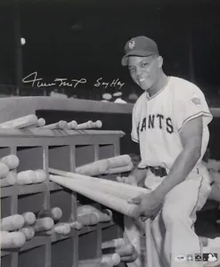 Willie Mays Giants 20x24 Signed B/W Photo PSA Letter "Say Hey" Inscription - Picture 1 of 6