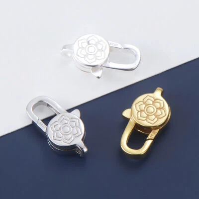 925 Sterling Silver Lotus Lobster Claw Trigger Clasp 15.3x7.3mm F0541 - Image 1 of 4