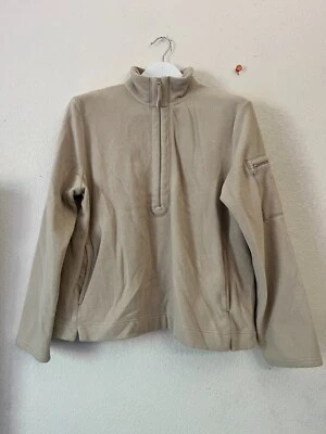 EP Pro Womens Beige Fleece 1/4 Zip Pullover Sweater Size Large Pockets Outdoor - Image 1 of 4
