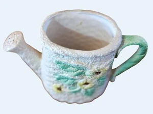 Vintage Keramik Gießkanne Übertopf mit geprägtem Blumenmuster 6,5" hoch - Bild 1 von 6