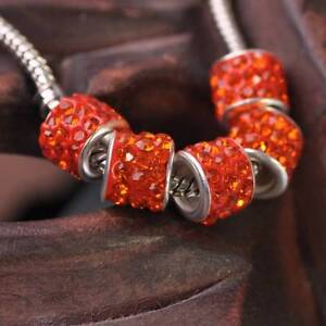 10pcs 10mm Big Hole Clay Crystal Rhinestone Loose Beads European Charms Bracelet