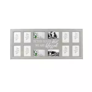 12-Opening Blessed Wall Hanging Collage Picture Frame, for 4 x 6 Photos, Natural - Picture 1 of 5