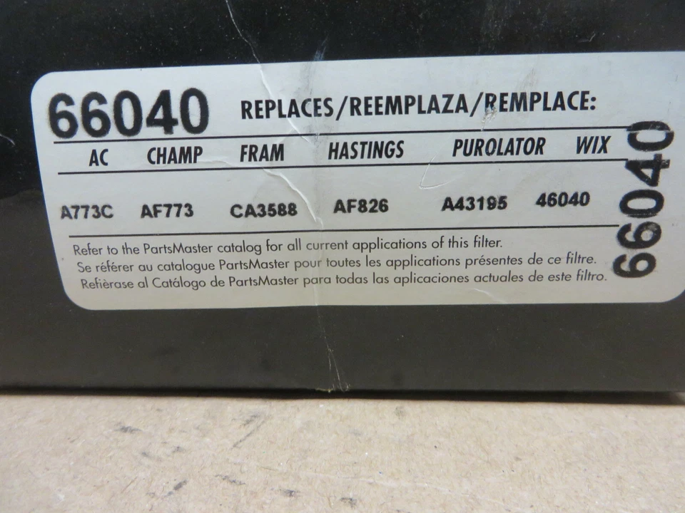 FILTRO DE AIRE Parts Master # 66040 NUEVO SIN USAR Foto 1 de 2