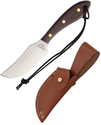 Grohmann Short Knife 3.75" Curved Stainless Skinner Blade Polished Wood Handle - Image 1 of 3