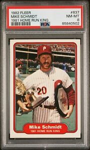 1982 Fleer baseball Mike Schmidt homerun king card #637 NEW PSA 8 NM-MT