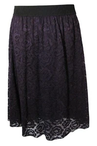 LuLaRoe S Purple Lace Overlay Lola Style Midi Skirt - Picture 1 of 3