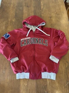 Arizona Cardinals Jacket Adult Large Reversible Red Gray NFL Football Hood Mens - Picture 1 of 13