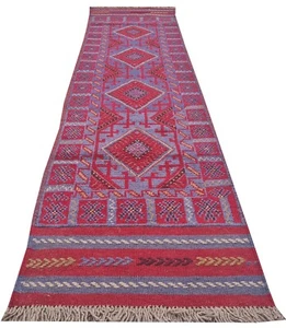 Afghan Hand Woven Mashwani Kilim Kilm Wool Area Runner Rug 8 x 2 Ft - Picture 1 of 10