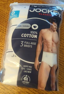 New- White Jockey Classics 100% Cotton Full Rise Briefs Size 42 - 3 Pack - Picture 1 of 2