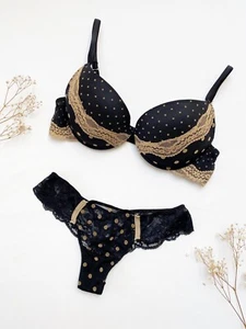 Neu mit Etikett INTIMISSIMI BH EU 85B USA UK 38B Slip Gr. S schwarz Punkte Dessous - Bild 1 von 7