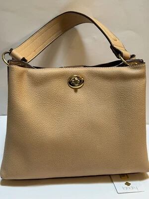 KATE LANDRY Bolso de Mano Cartera Dos Bolsillos Dos Correas Imitación Cuero Dorado Amarillo Vegano Foto 1 de 4