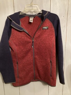 Suéter polar L.L.Bean para niños, chaqueta con capucha en bloques de color talla L 14-16 rojo/azul Foto 1 de 4