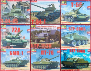 Kit tanque ruso 1:43 T 34-85 54-1 55 72A BTR BMP PT 76 AVD KIT URSS URSS - Imagen 1 de 16