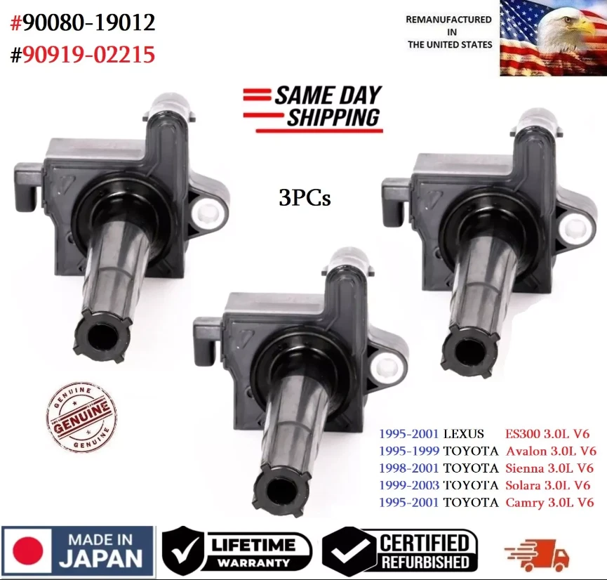 3x bobinas de encendido DENSO remanufacturadas originales para Toyota Camry 1995-2001 3,0 LV6 Foto 1 de 1