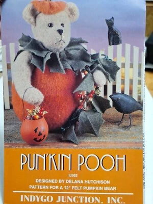 Pumpkin Felt Bear Punkin Pooh IJ362 Craft Sewing Pattern Indygo Junction Harvest - Image 1 of 4